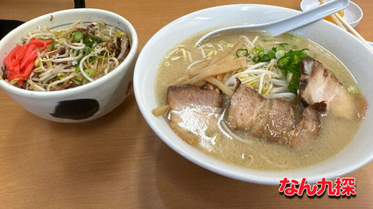 宮崎市東宮にある花むらラーメンのとんこつラーメン